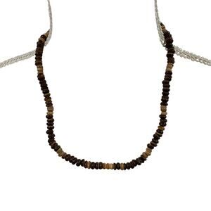 Vintage Wood Bead Barrel Clasp Necklace Womens Boho